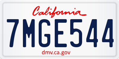 CA license plate 7MGE544