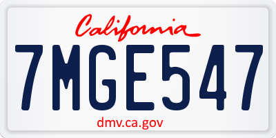 CA license plate 7MGE547