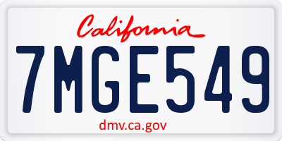 CA license plate 7MGE549