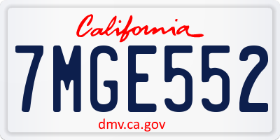 CA license plate 7MGE552