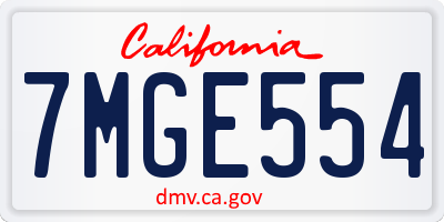CA license plate 7MGE554