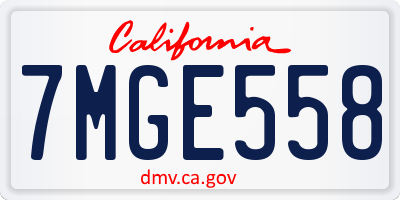 CA license plate 7MGE558