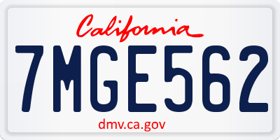 CA license plate 7MGE562