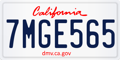 CA license plate 7MGE565