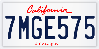 CA license plate 7MGE575