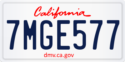 CA license plate 7MGE577