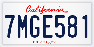 CA license plate 7MGE581