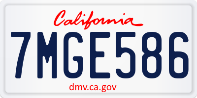 CA license plate 7MGE586