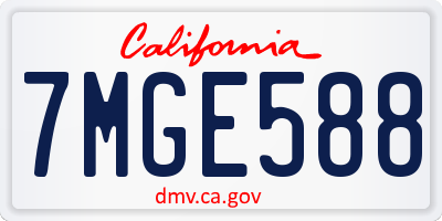 CA license plate 7MGE588