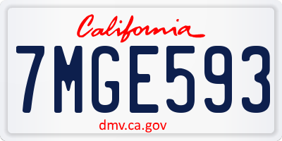 CA license plate 7MGE593