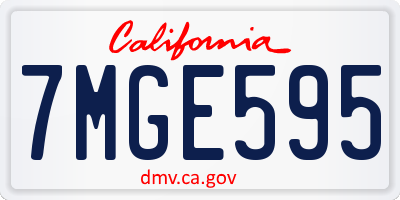 CA license plate 7MGE595