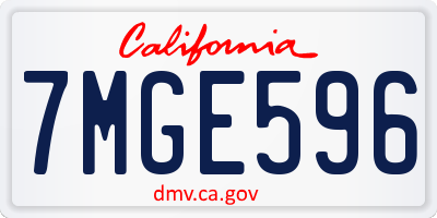 CA license plate 7MGE596