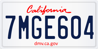 CA license plate 7MGE604