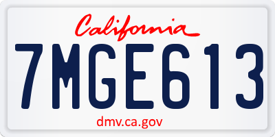 CA license plate 7MGE613