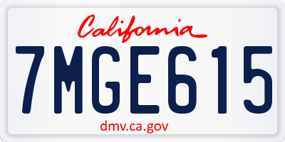 CA license plate 7MGE615