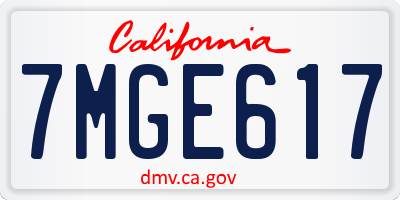 CA license plate 7MGE617