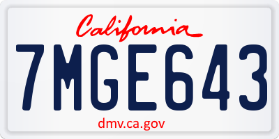 CA license plate 7MGE643