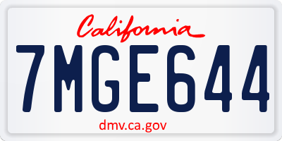 CA license plate 7MGE644