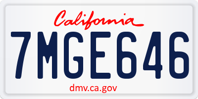 CA license plate 7MGE646