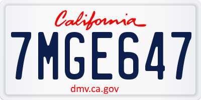 CA license plate 7MGE647