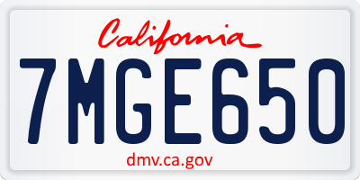 CA license plate 7MGE650