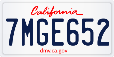 CA license plate 7MGE652