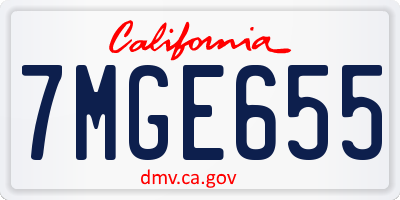 CA license plate 7MGE655