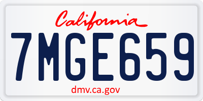 CA license plate 7MGE659