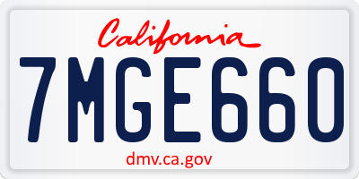 CA license plate 7MGE660