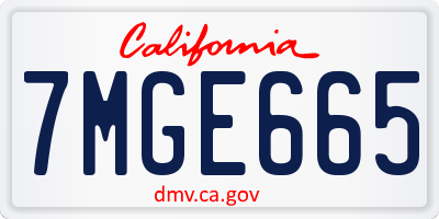 CA license plate 7MGE665