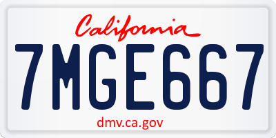 CA license plate 7MGE667