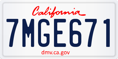 CA license plate 7MGE671