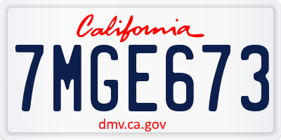 CA license plate 7MGE673