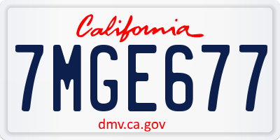 CA license plate 7MGE677