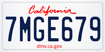 CA license plate 7MGE679