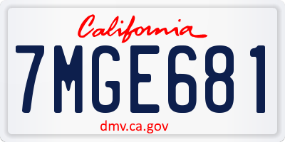 CA license plate 7MGE681