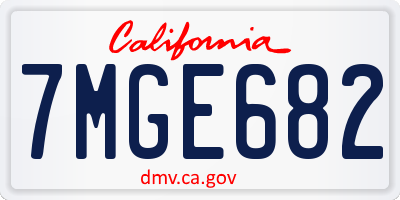 CA license plate 7MGE682