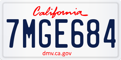 CA license plate 7MGE684