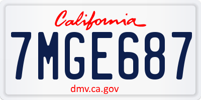 CA license plate 7MGE687