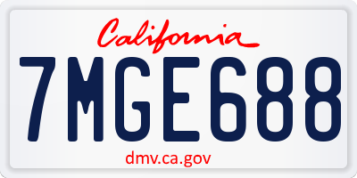 CA license plate 7MGE688