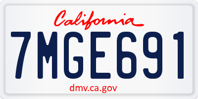 CA license plate 7MGE691