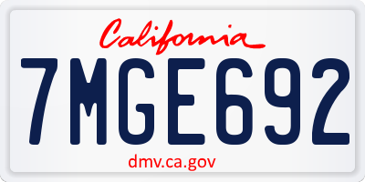 CA license plate 7MGE692