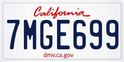 CA license plate 7MGE699