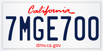 CA license plate 7MGE700
