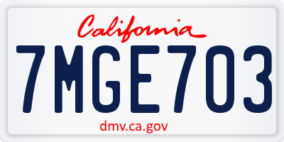 CA license plate 7MGE703