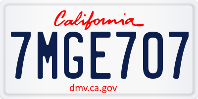 CA license plate 7MGE707