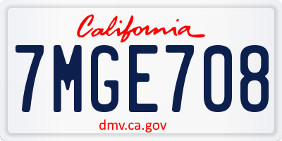 CA license plate 7MGE708