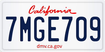 CA license plate 7MGE709