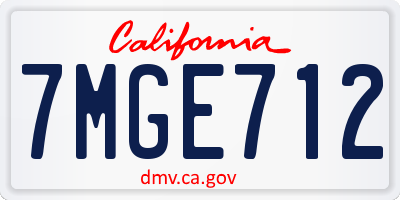 CA license plate 7MGE712