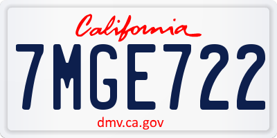 CA license plate 7MGE722